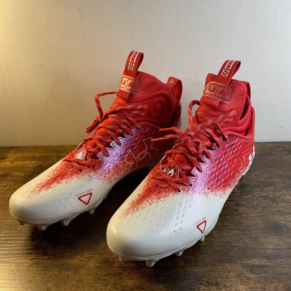 Under Armour Spotlight Lux MC 2.0 Football Cleats Red White 3026480-101 SS 12.5